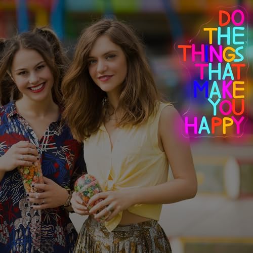 Image of Do The Things That Make You Happy Neon Sign For Classroom Decor LED Classroom Lighting Wall Art Decor Holiday Birthday Gift