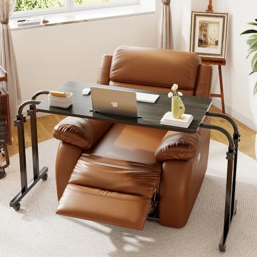TigerDad Mobile OverBed Recliner Table - Adjustable Height & Length Stable Laptop Tray Chair Table with Wheels for Kids & Adults