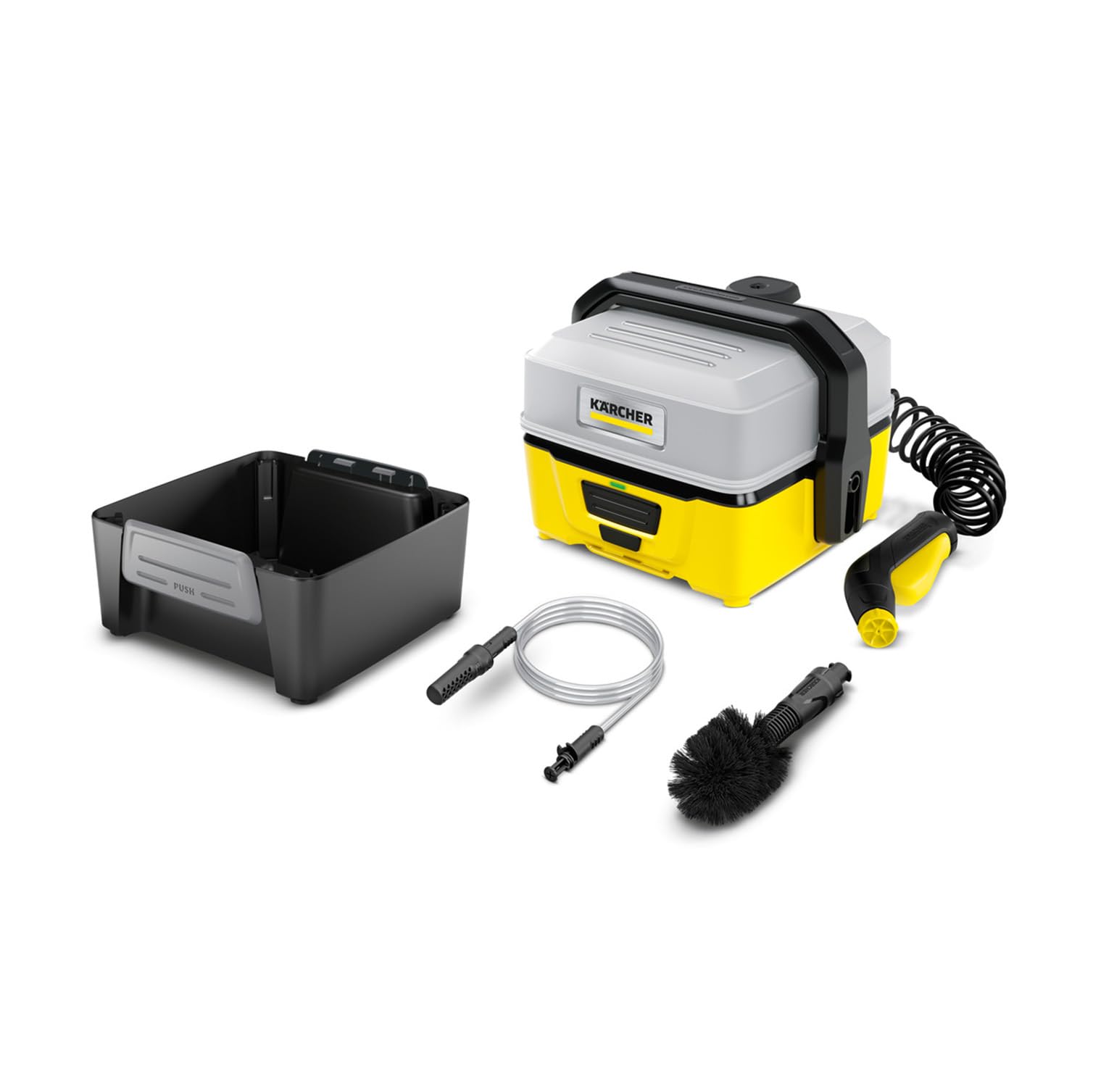 Kärcher Mobile Outdoor Cleaner OC 3 Adventure Box (Wassertankvolumen: 4 l, Lithium-Ionen-Akku, Abnehmbarer Wassertank, schonender Niederdruck, Universalbürste, Ansaugschlauch) Mehrfarbig