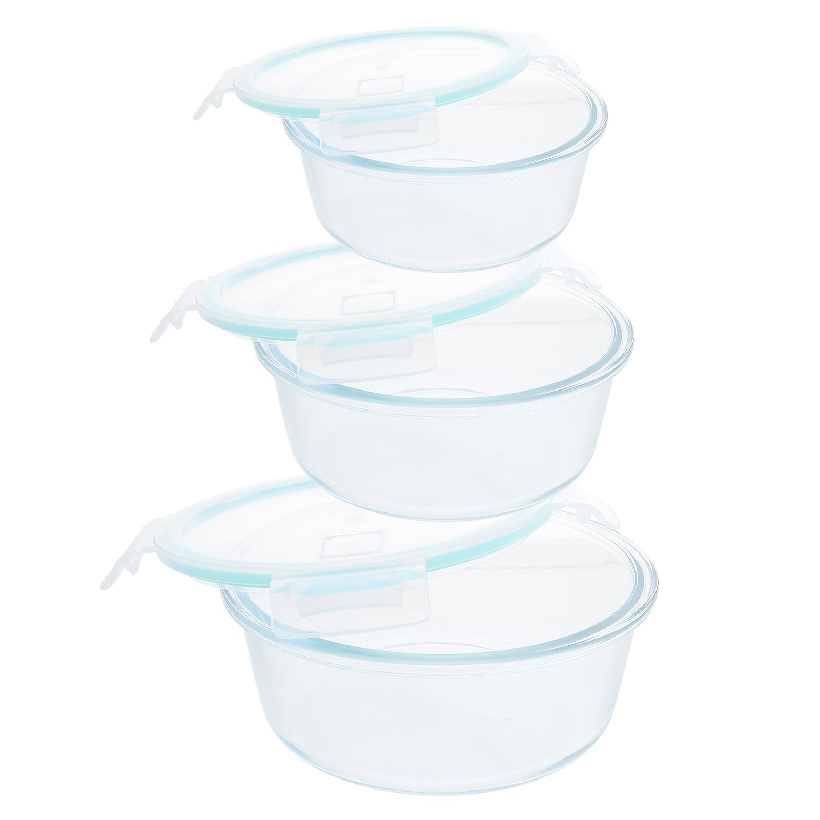 ifundom Glas Bento Kasten aus Borosilikatglas und Pp Unterteilte Lunchbox 3 Stück mit Deckel 400 Ml/650 Ml/1000 Ml Blau Luftdicht Tragbar