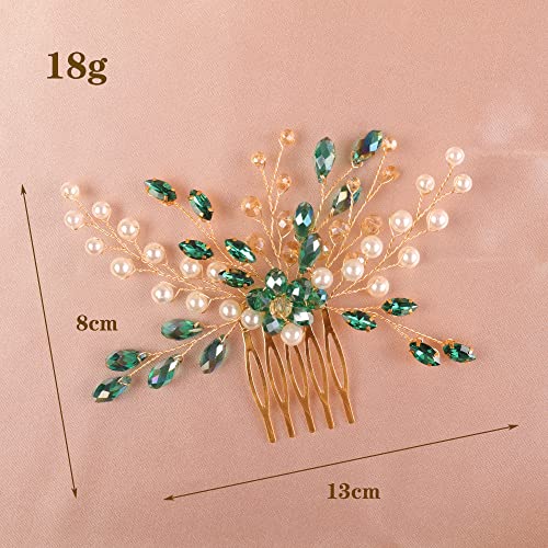 Peine Kercisbeauty verde y dorado para boda 13 cm miniatura 4