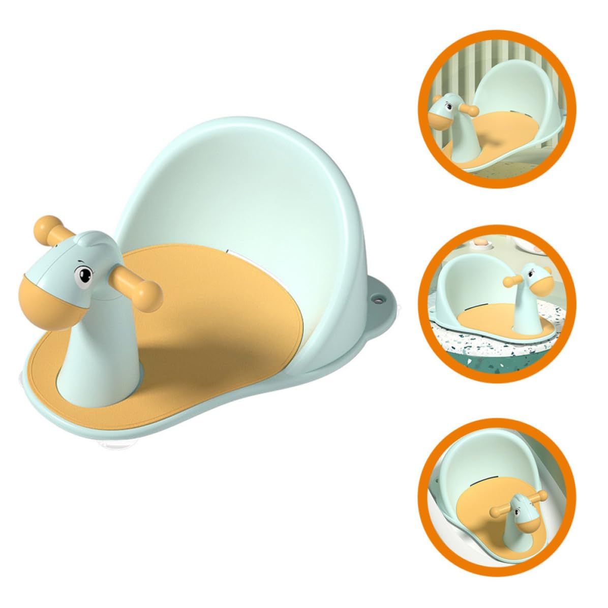Asiento de Baño para Bebés y Niños Pequeños Agujeros de Drenaje y Soporte Columna Fabricado en Pp, Diseño Antideslizante Adecuado Baño