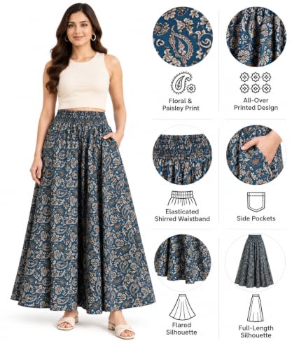 Image of Women's Printed Viscose Crepe Flared Palazzo Pants with Pockets | Elastic Waist | Full Length | Casual | Free Size