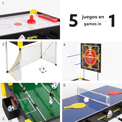 COLORBABY CB Games 5-in-1 Multispieltisch, Fußball, Tischfußball, Hockey, Bogenschießen, 92 x 41 x 61 cm, für Kinder, Familienspaß (85419) – Bild 3