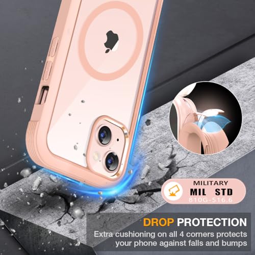 Image of Miracase for iPhone 13 mini Case 5.4 inch,Full-Body Protection,Clear Bumper Case with Built-in 9H Tempered Glass Screen Protector,Military-Grade Drop Protection Outdoor Phone Case for iPhone 13 mini,Pink