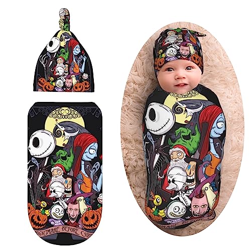 Image of LUFCVEQ Swaddle Set Swaddle Blanket for Newborns Swaddle Blanket with Skull Pumpking