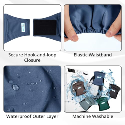 Image of Paw Legend Washable Dogs Diapers Male Dog Belly Bands for Male Dogs Diapers Reusable Puppy & Doggie Diapers Male (5 Pack, Large)