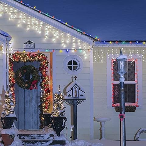 The Christmas Workshop 77520 480 Icicle LED Outdoor Christmas Lights / 11.5 Metres / Bright White Colour / Indoor & Outdoor Fairy Lights / Weddings & Gardens / 8 Functions / Mains Powered Cover