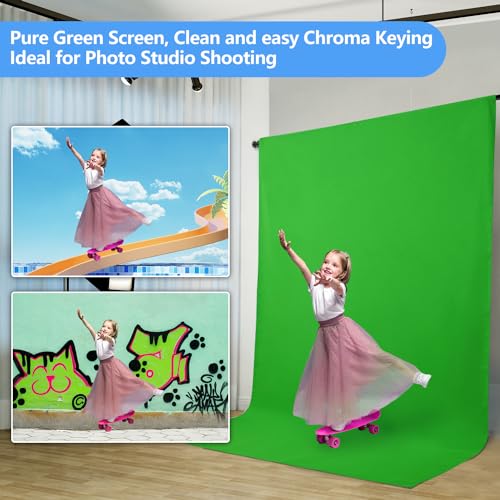 Hemmotop TOP-1520GR Green Screen Backdrop, 5X6.5 Ft Photography Chroma Key Greenscreen Background Sheet For Background Removal, Zoom Meeting, Photo Video Studio thumb #4