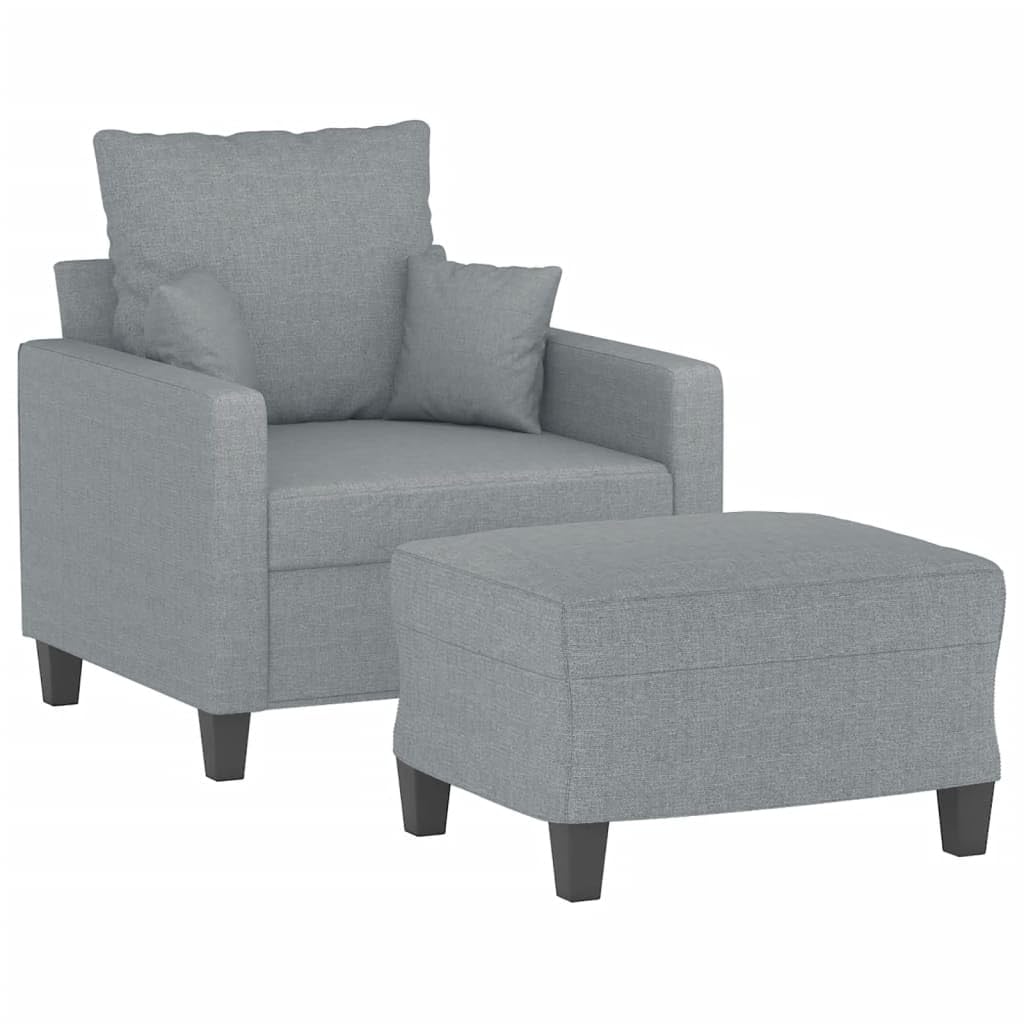 Poltrona con Poggiapiedi Grigio Chiaro 60 cm in Tessuto,Poltrona per Soggiorno,Poltrona Relax,Poltrona Camera da Letto,Poltrona Imbottita Moderna-3201081