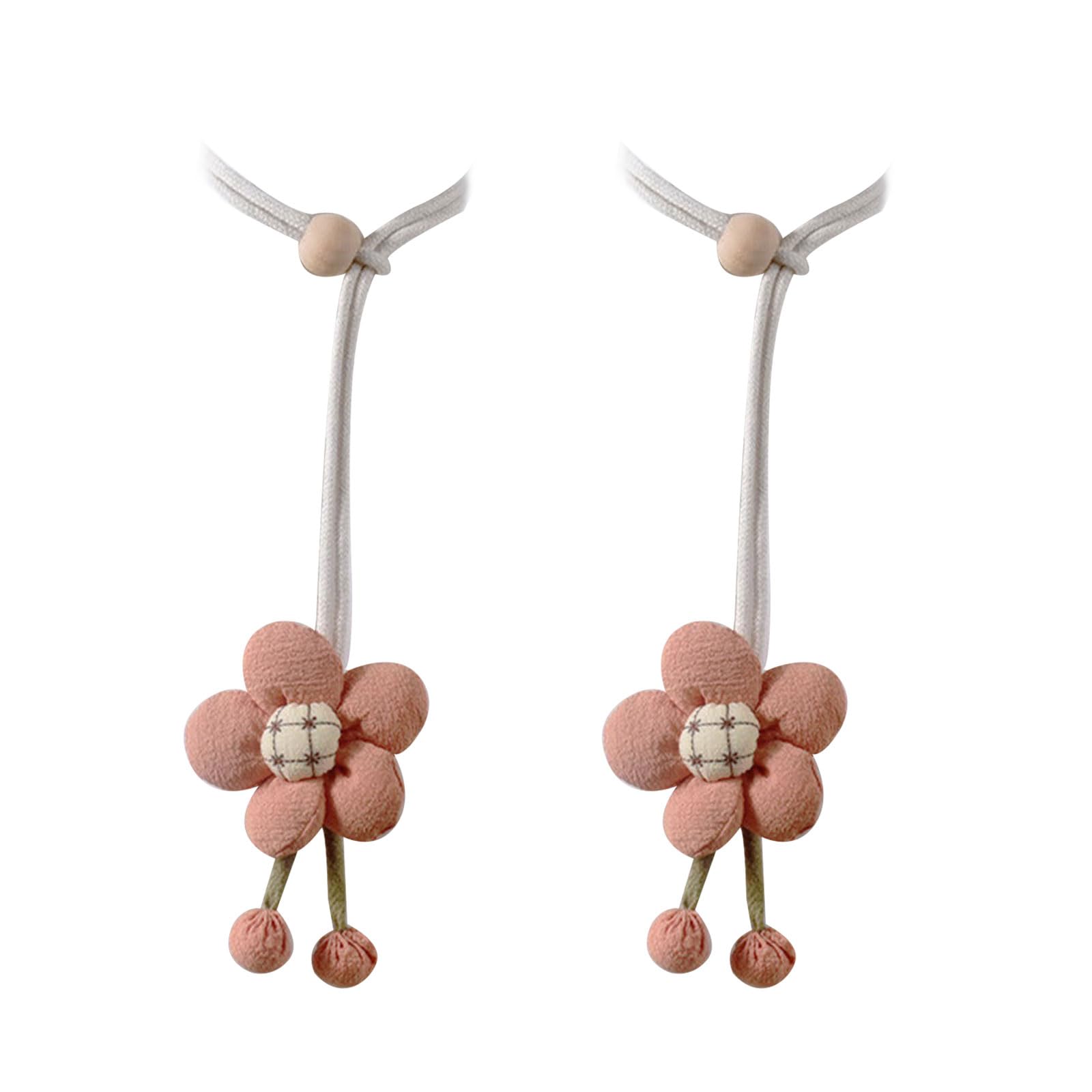 2Pieces Curtain Tiebacks Wood Bead Window Drapery Holdbacks Tie with Fabric Pumpkin for Living Room Bedroom Decors Fabric Window Drapery Holdbacks