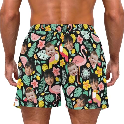 Custom Mens Swim Trunks with Face Personalized Board Shorts for Men Drawstring Elastic Waist Shorts Funny Swim Shorts2