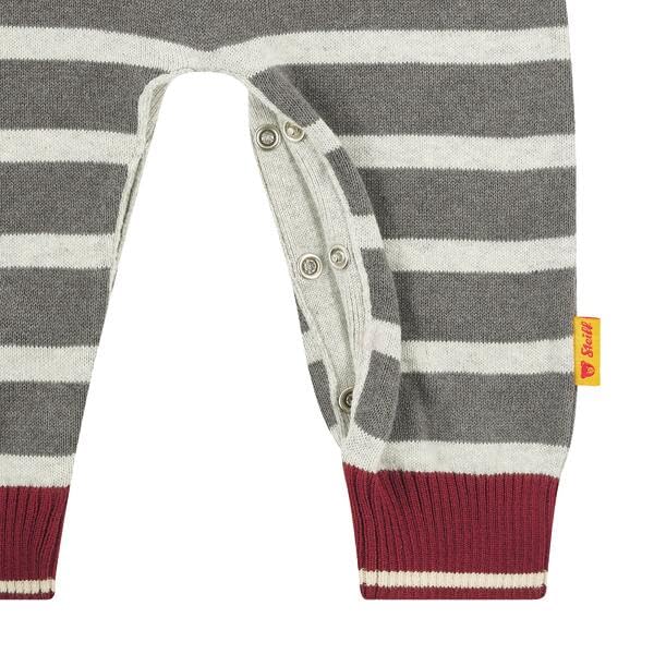 Steiff Strampler langarm EU Größe 74 steel gray melange, Baby-Strampler, langarm Strampelanzug für Babys, Body langärmelig Einteiler, weicher und bequemer Wickel-Strampler, waschmaschinenfest