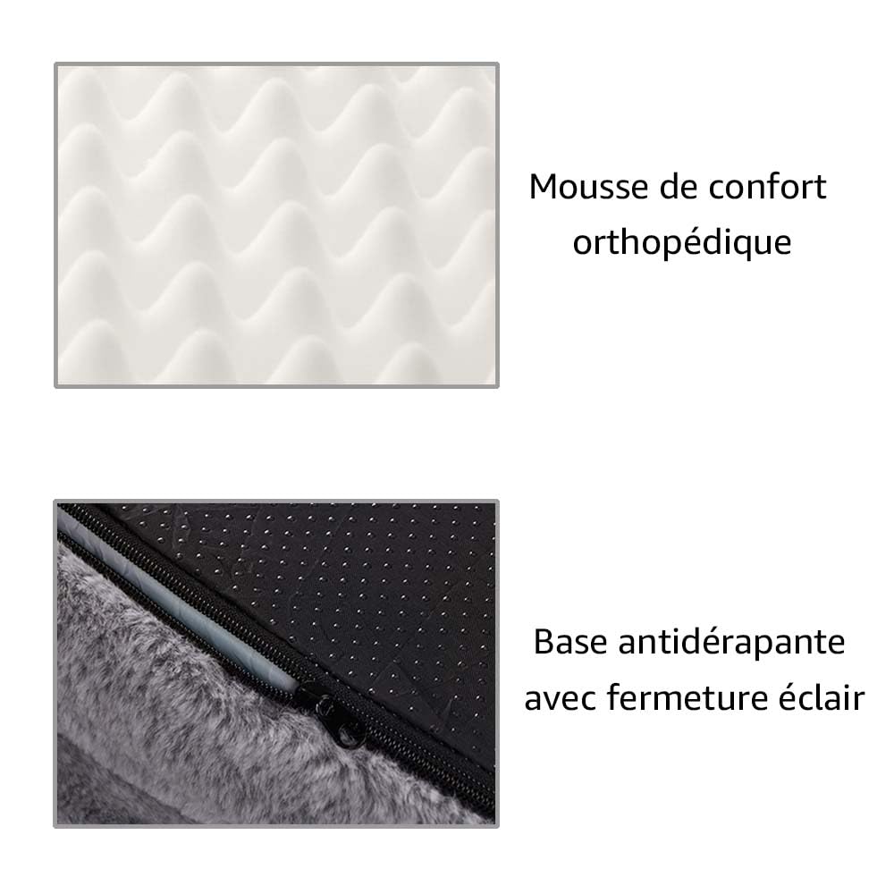 unipaws Lit Humain pour Chien et Animaux de Compagnie, Panier géant Chaud et Confortable en Fausse Fourrure, Mousse à mémoire de Forme épaisse, Housse détachable avec Couverture Incluse