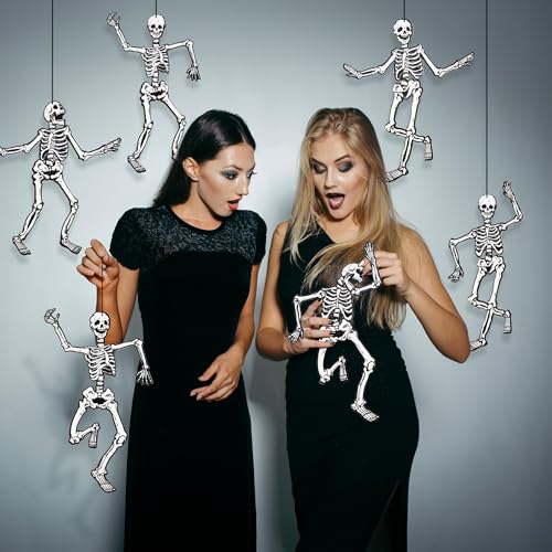 Image of Cheerland Jointed Skeleton Garland Halloween Party Decorations Skull Garland Monster Disco Dancing String Decor Bones Spooky Scary Banner Kids Celebration Summerween Decoration and Supplies 15 Inch