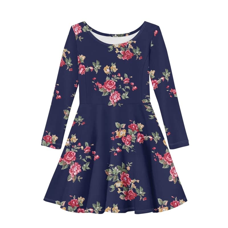 AmzPrint Stars Planets Universe Print Girls Dance Class Ballet Dres Long Sleeve A-Line Black Mini Ballet Dress for Girls 7-8