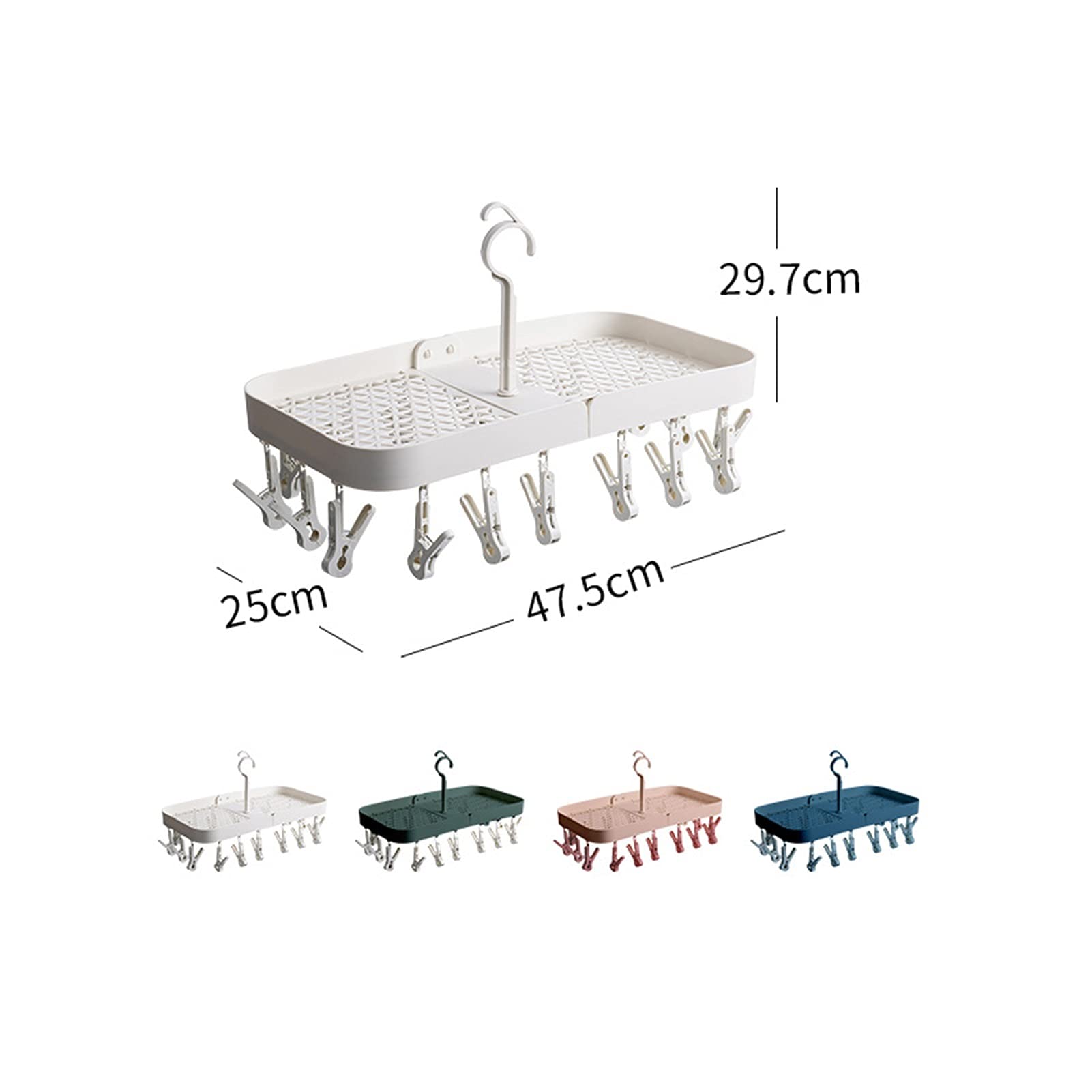Kleiderbügel Faltbare Lagergestell 18 Stück Wäscheklammern Mantelbügel Home Organizer Badezimmer Zubehör für Socken Hut Unterhose (Color : White)