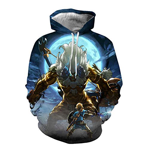 Coming Zelda Cosplay Costume Breath of The Wild Link Hoodie Sweat-shirt à capuche pour homme Halloween Veste zippée - - Large