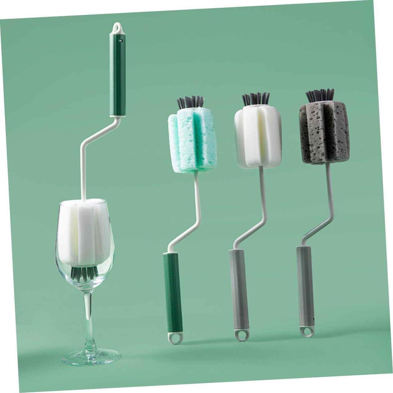 Cepillo para botellas de mango extendido, cepillo de esponja multiusos para vasos, platos y botellas, herramienta de limpieza sin esfuerzo para cocina y uso doméstico