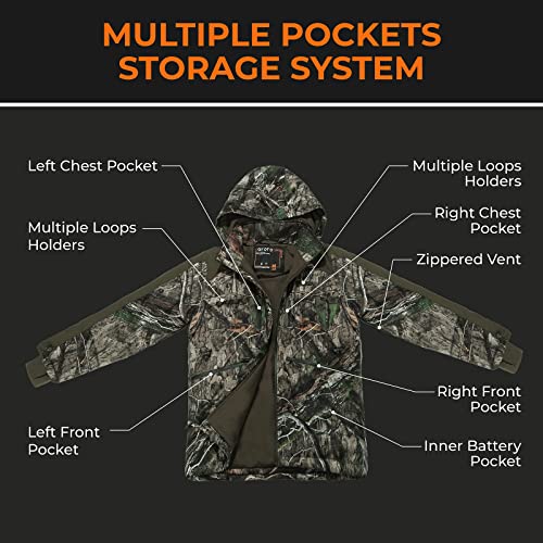 Image of ORORO Men's Waterproof Heated Hunting Jacket with Battery, Camo Hunting Heated Jacket with Detachable Hood