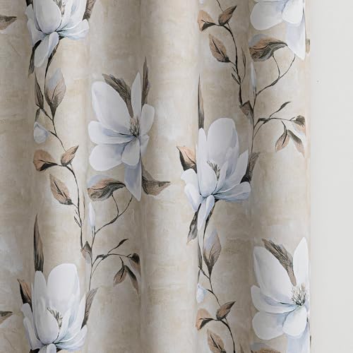 Image of MYSKY HOME Floral Boho Blackout Curtains 54 Inch Length 2 Panels Set Black Out Thermal Insulated Room Darkening Printed Flower Grommet Window Drapes Bedroom Living Room, Pack-2, 52 inchW Each Panel, Khaki