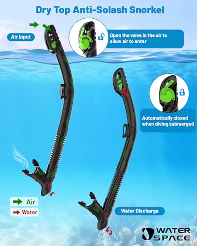 Water Space Equipo de Snorkel para Buceo para Mujeres y Hombres Set de Máscara con Tubo Seco miniatura 4