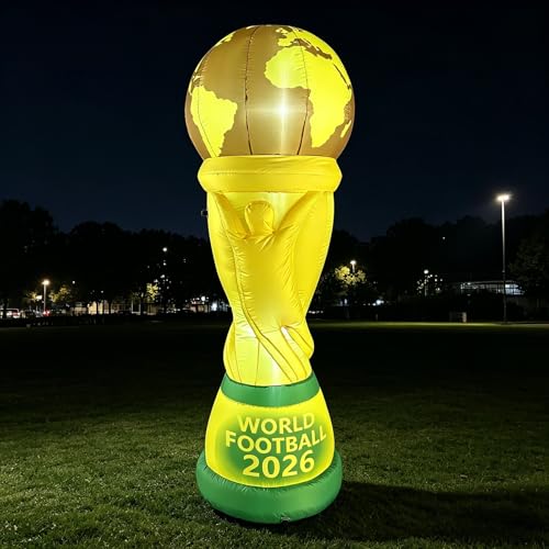 Trofeo inflable gigante de fútbol 2026 con iluminación LED 2