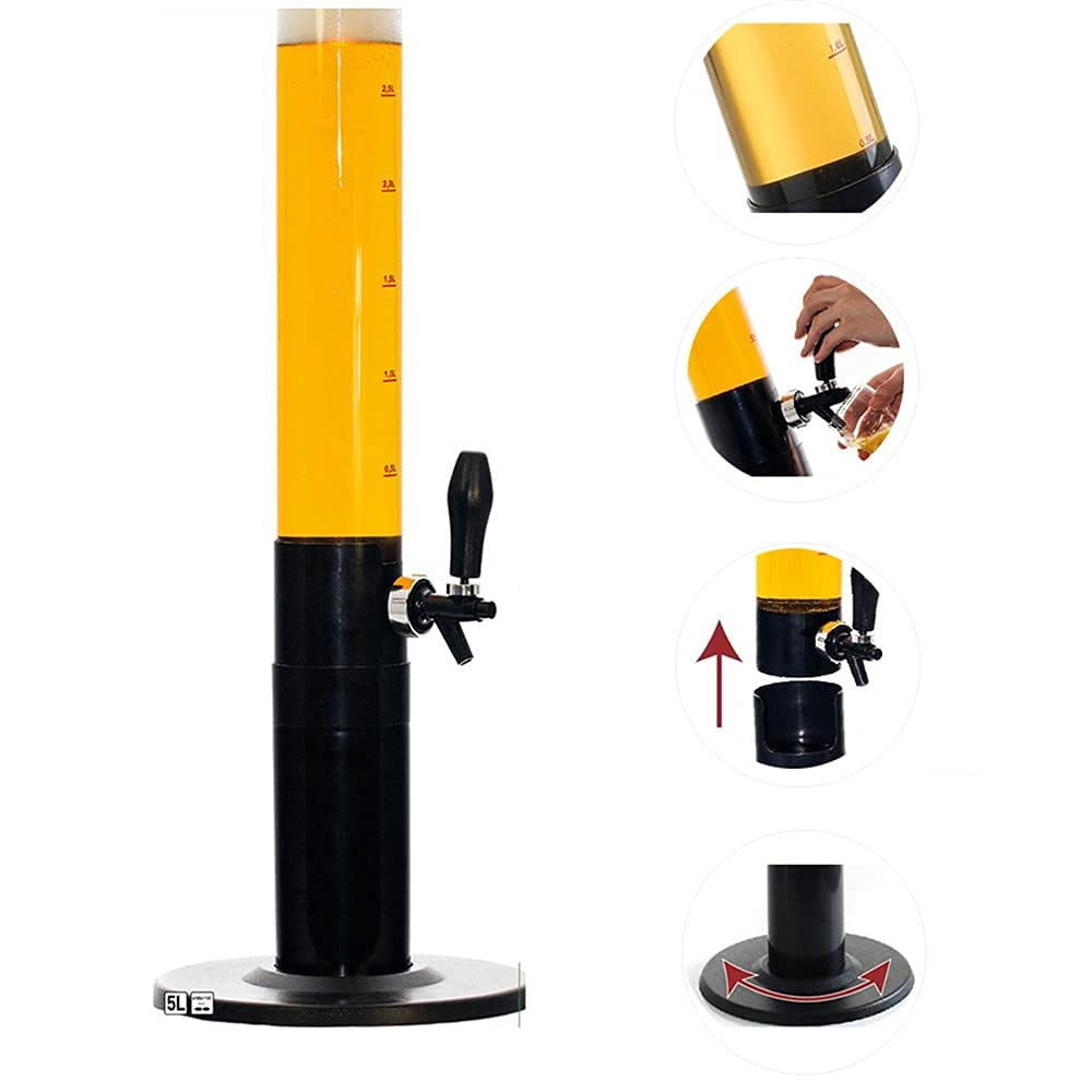 MU Bierturm, Bier Kass Dispenser Dispenser Mit 5,0 L Biergläsern Barrel Alkohol Weingießer Getränke Spender Bar Werkzeuge Für Home Xxxl