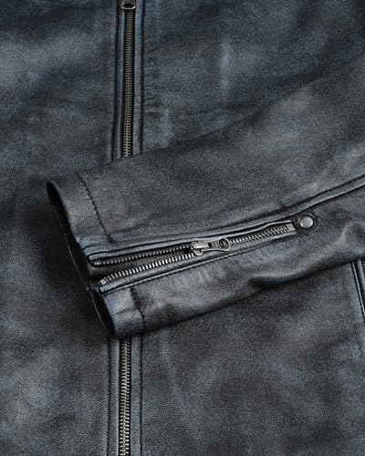 Image of fjackets Cafe Racer Mens Leather Jacket - 100% Real Lambskin Leather Jacket Men Moto Style Outerwear