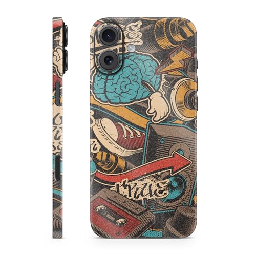 MightySkins - Funda protectora de vinilo 3M con purpurina brillante compatible con Apple iPhone 16 Plus, diseño hip hop naranja, fácil de aplicar, fabricado en los Estados Unidos por MightySkins