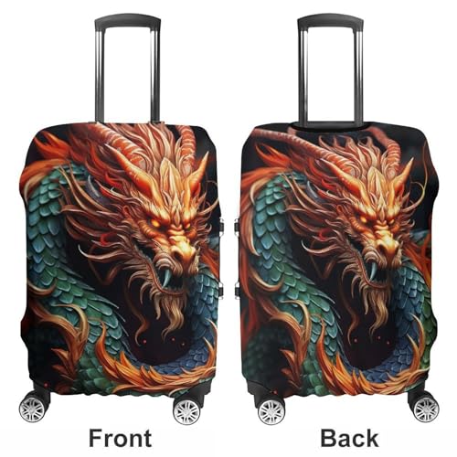 Chinese Dragon Luggage Cover, Washable Elastic Suitcase Cover Protector Fit 18-32 Inch Luggage3