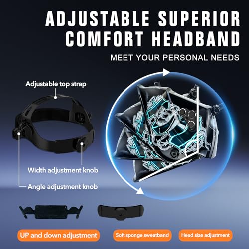 Image of TRQWH Welding Helmet Auto Darkening Large Viewing True Color Solar Powered Welding Mask with 4 Arc Sensor Adjustable Wide Shade Range 4~5-8 /9-13 Welder Mask with Grinding