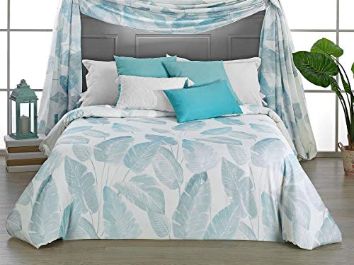 Lanovenanube - Funda Nórdica SENNAE Azul Cama 90 (Juego Duvet 3 Piezas con Bajera Ajustable, Funda y Funda de Almohada) No Incluye cuadrantes