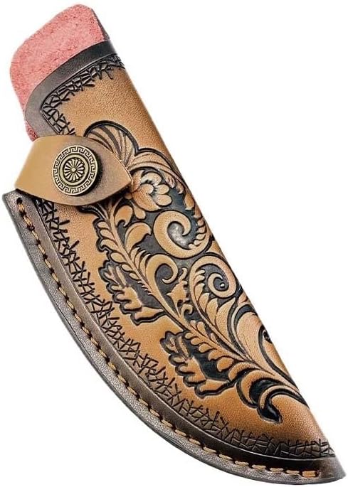 1PC Top-layer Leather Knife Sheath for Belt, Protective Cover with Snap Closure Fits for Outdoor Camping, Hiking(Large)