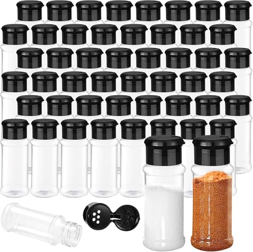 50 Plastic Spice Jars with Shaker Lids, 3.3 Oz/ 100ml Spice Containers, Seasoning Shaker Jars for Storing Herbs and Seasoning Powders, Kitchen, BBQ, Picnic