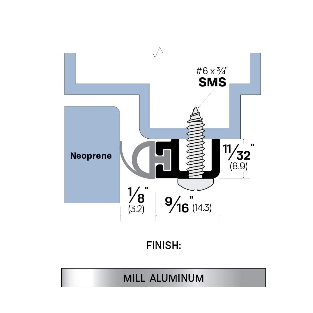 3 in 1 kit - Mill Aluminum Head & Jamb Mechanically Fastened Gasketing Seal with Silicone Solid Rubber Extrusion (5584MA) in (48