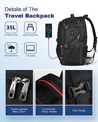 Large-Travel-Backpack-for-Men-Flight-Approved-Carry-On-Bag-17-Inch-Laptop-Backpack-for-Work-College-BackpackComputer-BackpackWaterproof-Diaper-Bag-for-Women-Black