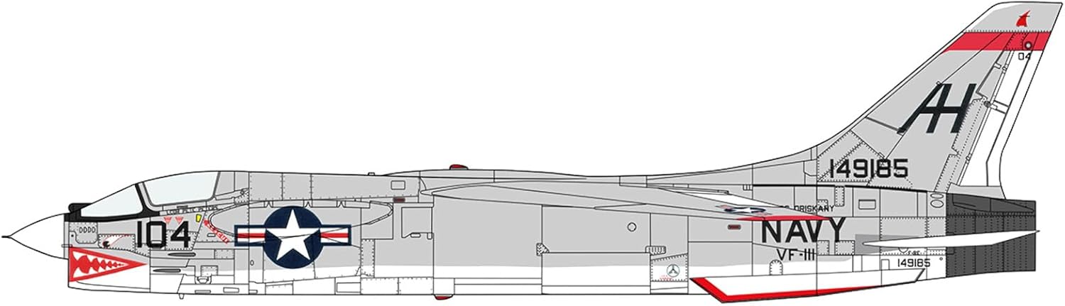 Hasegawa 7524 1/48 F-8E Crusader VF111 Sundowners Model Kit, Multi-Colour