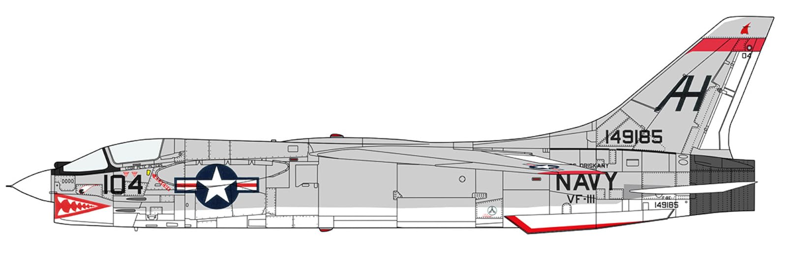 Hasegawa 7524 1/48 F-8E Crusader VF111 Sundowners - Kit de maqueta, multicolor