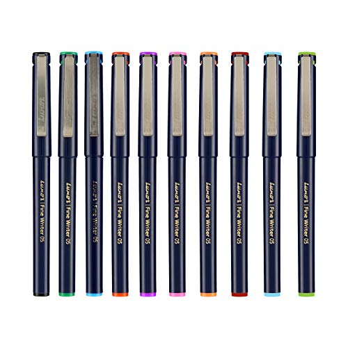 Image of Pilot V5 Roller Ball Pen Pack of 5 (Blue Ink) & Luxor Finewriter Assorted color (Pack of 10 Pen)