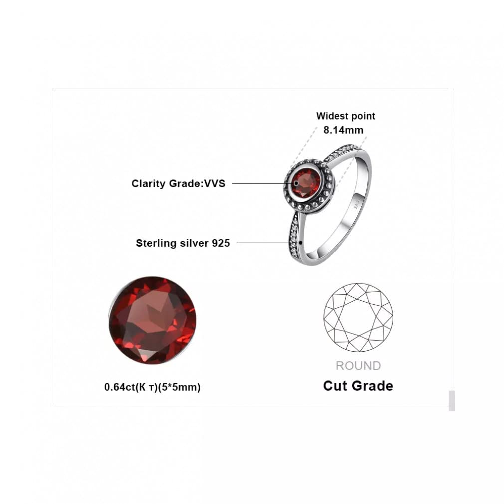 Natürlicher Granat 925 Sterling Silber Ring für Frau Edelstein Schmuck Jahrestagsgeschenk