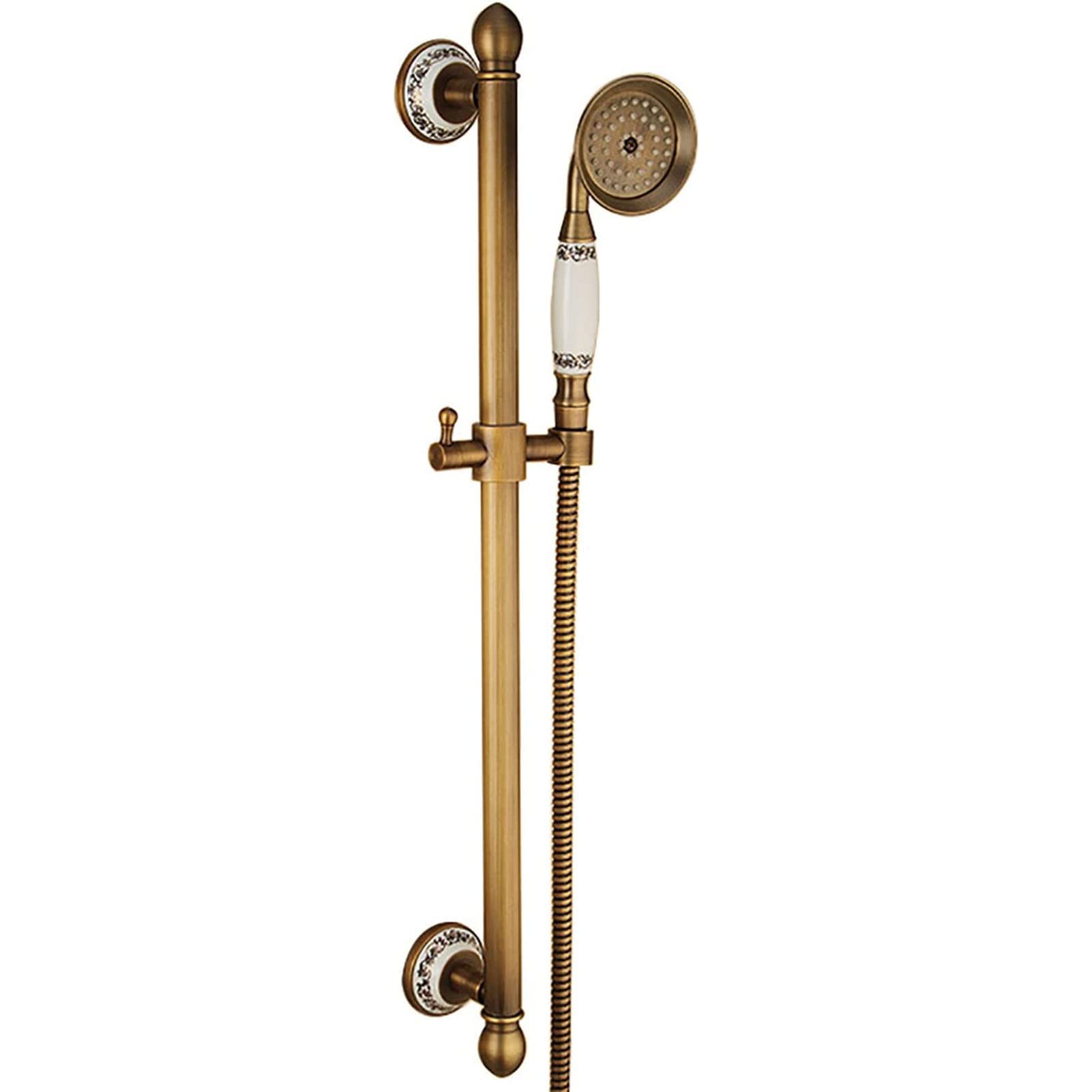 Saliscendi doccia con soffione, Ottone soffione doccia con tubo flessibile da 1,5 m, Supporto Doccia Muro Regolabile Saliscendi, kit doccia completo, doccia colonna,B