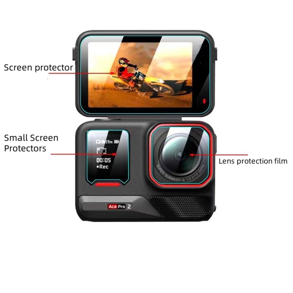 Zhixteu Screen Protector for Insta360 Ace Pro 2, Tempered Glass 9H Hardness Anti-Scrach Anti-Fingerprint Anti-Bubble Easy Installation (2 set)
