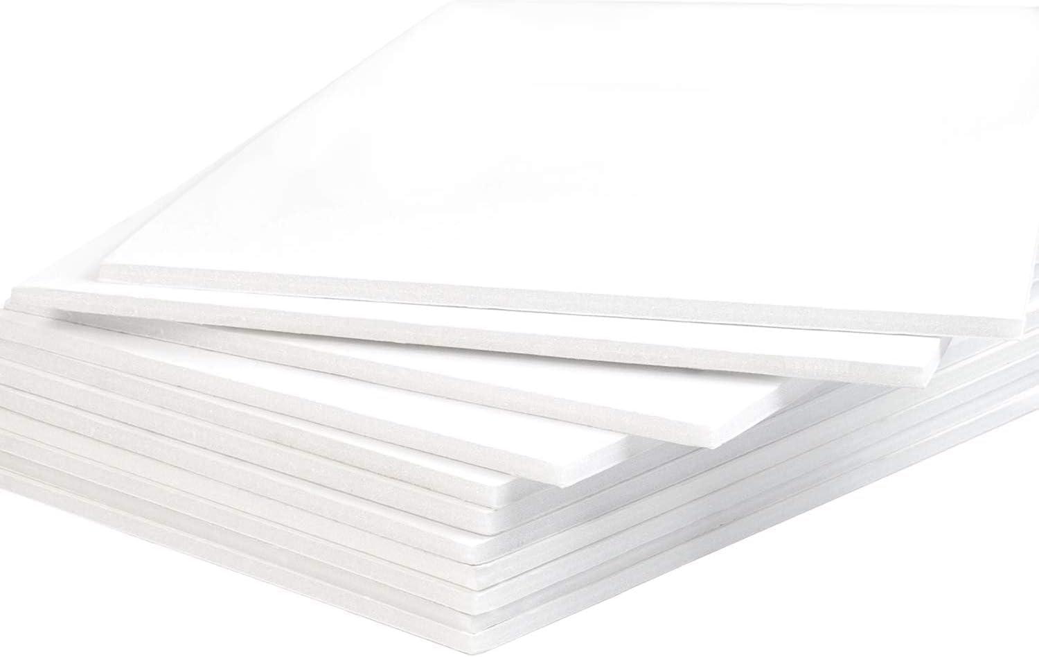 Mat Board Center, Pack of 10 Acid-Free Foam Boards, 20x24 inch White Foam Boards, 1/8" Thick
