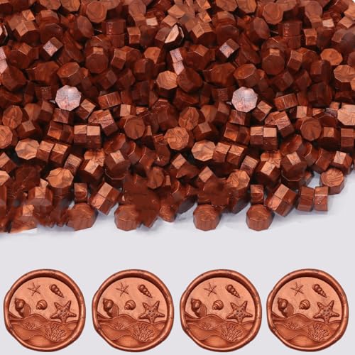 Wax Seal Beads, 400Pcs Sealing Wax Beads, Octagon Waxsealing, Red Gold SealingwaxSet for Stamp, Gift Wrapping, Letter Sealing (Red Gold)