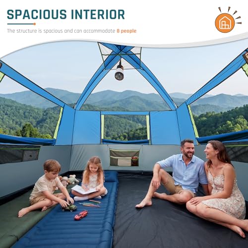 Image of Tents for Camping 6 /8 /10 Person Camping Tent with Screen Porch, Weatherproof Large Cabin Tent with Rainfly and Carry Bag, Family Tent for Outdoor Camping and Backyard