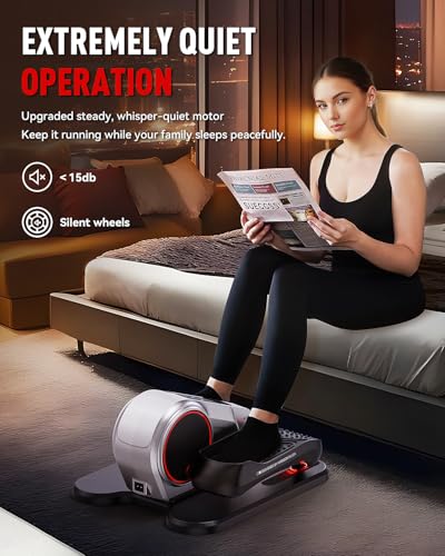 HARISON Under Desk Elliptical Machine for Seniors, Mini Elliptical with 12-Level Magnetic Resistance Adjustable, Bidirectional Motion, Pre-Assembled Low-Impact Leg Exerciser with Floor Mat - Image 5