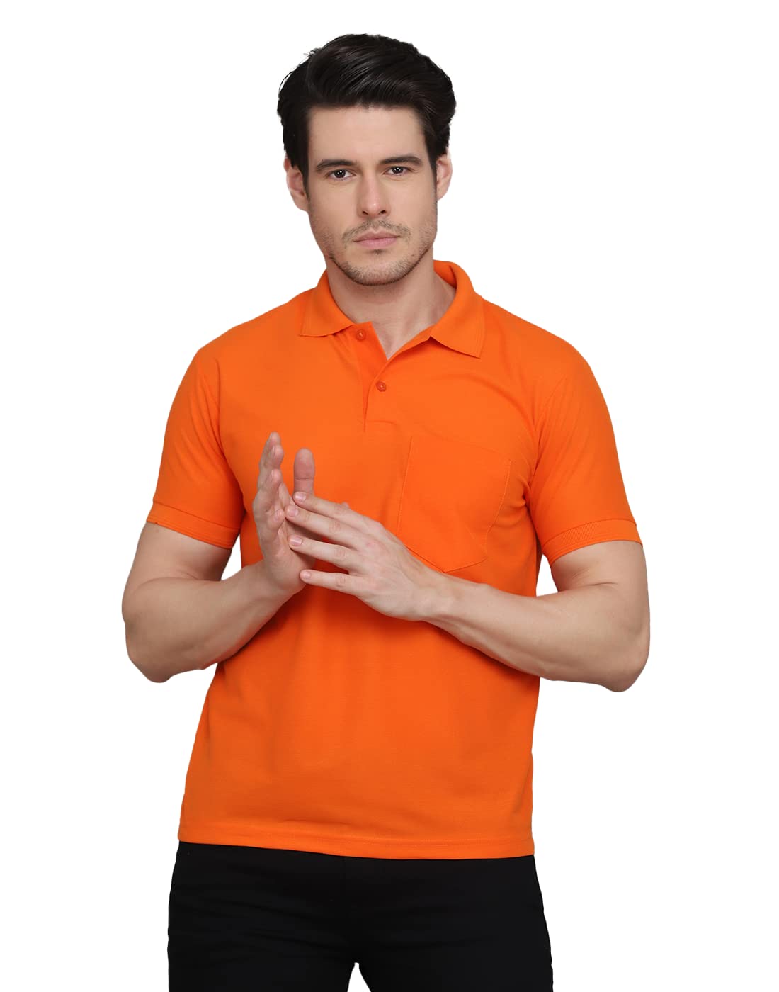 inkkr Men's Polo Neck Half Sleeve Cotton Blend Regular Fit T-Shirt With Pocket-picture-27