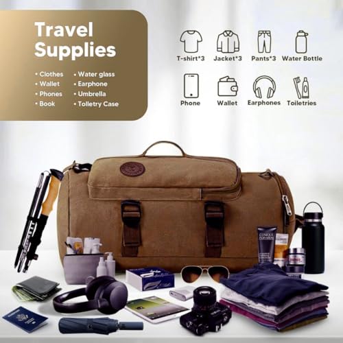 KARRIER 50 Litre Travel Backpack Duffle Bag Gym Bag Water Resistant Daypack Bag for Cycling Trekking Hiking Camping (Pocket, Brown) - Image 7