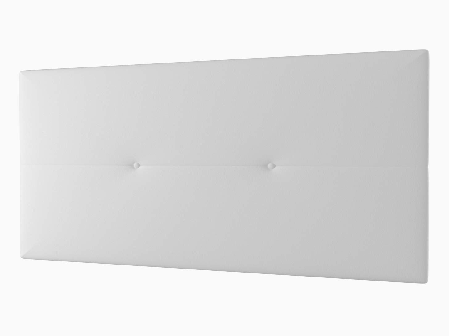 LA WEB DEL COLCHON Cabecero Cama 105 Génova Blanco Tapizado – Cabeceros Cama 105 con Tela Antimanchas Aqualine y Polipiel, Estilo Capitonné para Cama Matrimonio y Juvenil